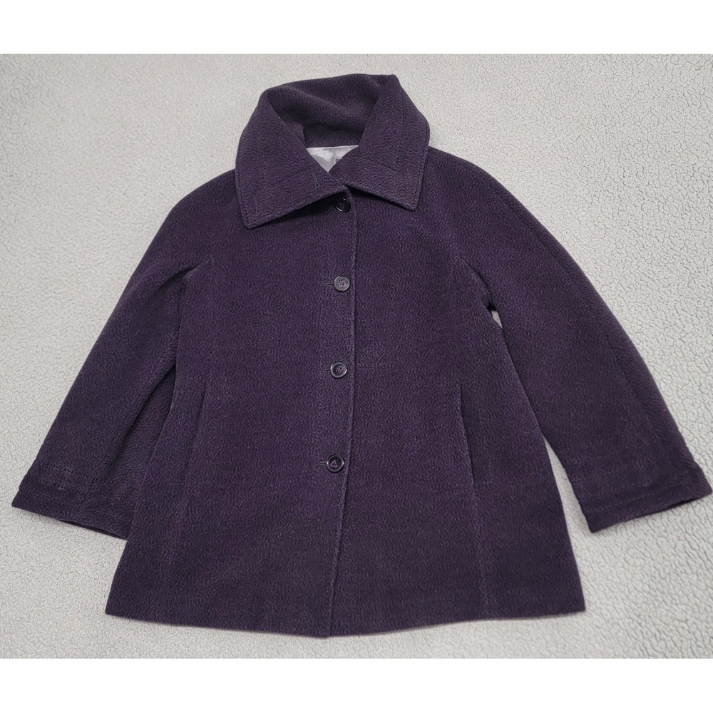 Hilary Radley Incalpaca TPX Coat Womens 12 Purple Wool Alpaca Mid Length